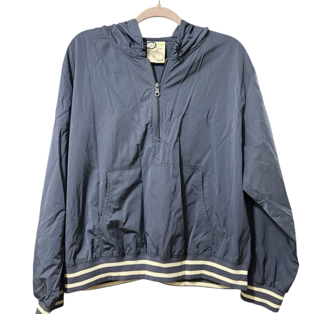 Aerie Offline Blue Quarter Zip w/ hood Windbreaker